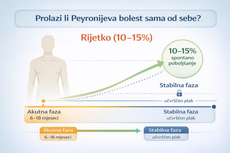 Prolazi li Peyronijeva bolest sama od sebe – spontano poboljšanje 10–15%, akutna i stabilna faza