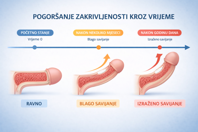 pogoršanje zakrivljenosti penisa kroz vrijeme